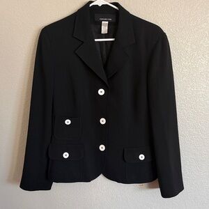 Jones New York Black Blazer with White Buttons